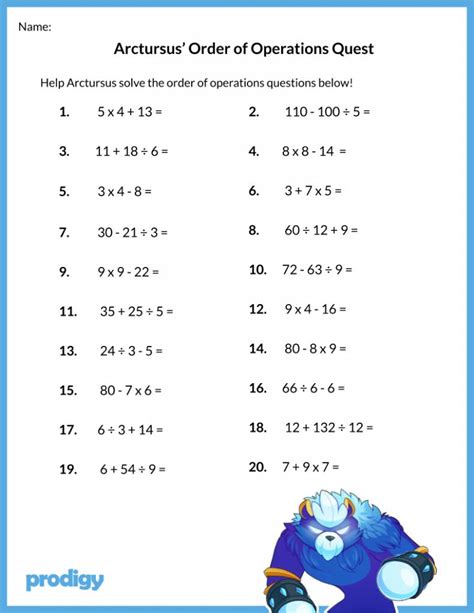 order  operations worksheet  resources   class prodigy