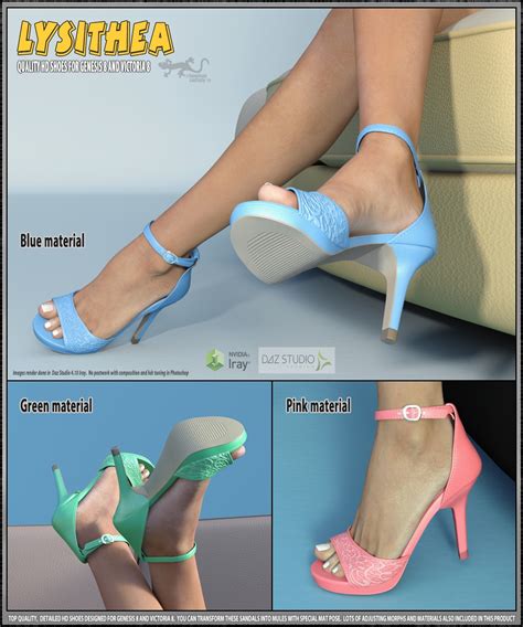lysithea shoes for genesis 8 and victoria 8 3d figure