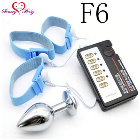 f6 34mm anal electro plug electric shock three penis ring medical