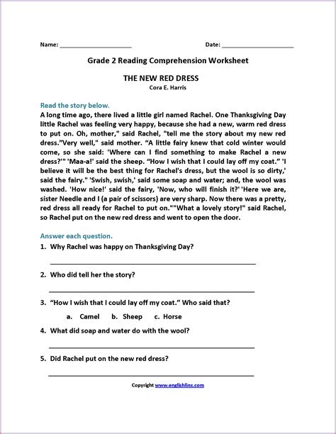 printable reading comprehension grade  worksheet resume examples