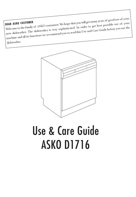 asko  dishwasher   care manual manualslib
