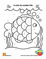 Fish Color Number Coloring Printable Numbers Worksheets Pages Printables Crafts Kids Rainbow Preschool Toys Counts Kindergarten Halloween Activity Alex Math sketch template