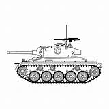 M24 Tweede Wereldoorlog Chaffee Tanks Kleurplaat sketch template