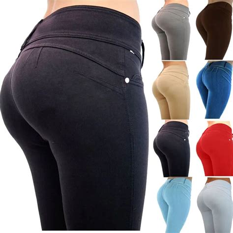 new women low waist leggings push up hip sexy solid casual trousers for