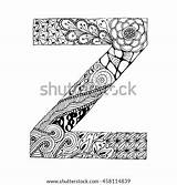 Letter Zentangle Alphabet Stylized Doodle Vector Shutterstock Font Hand Stock Coloring Preview sketch template