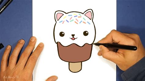 how to draw kawaii cat ice cream como dibujar helado