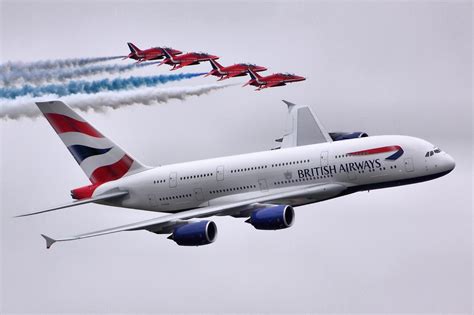 red arrows escorting british airways airbus   aircraft wallpaper aeronefnet