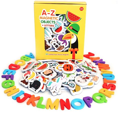 magnetic objects  letters set   foam magnets including  pictures   uppercase