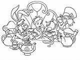 Tea Party Alice Wonderland Coloring Pages Mad Getcolorings Print sketch template