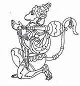 Hanuman Coloring Drawing Hindu Pages Lord Tattoo Drawings 5th God Kids Print Color Grade Gayatri Lesson Mantra Shri Indian Graders sketch template
