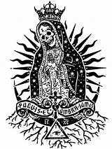 Muerte Santa Tattoo Chicano Virgen Ih0 Tepito Messico Grafitis Visiter Clipground sketch template
