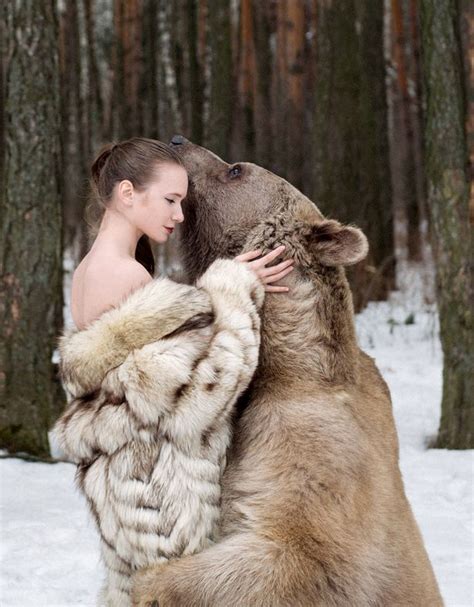 pictured model poses with bear for anti hunting campaign mirror online
