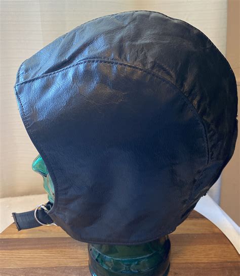 Vintage Black Leather Biker Aviator Hat Quilted Linin… Gem