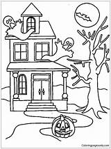 House Pages Halloween Coloring Color Online Print sketch template