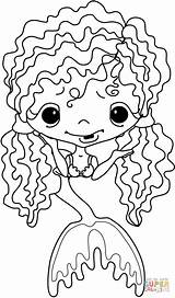 Curly Hair Coloring Pages Girl Long Mermaid Printable Drawing Color Getdrawings sketch template