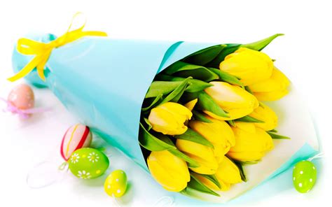 bouquet  yellow tulips  easter wallpapers  images wallpapers pictures