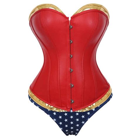 buy women s red leather corset wonder woman costume