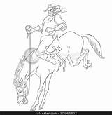 Rodeo Coloring Bucking Pages Stampede Horse Bronco sketch template