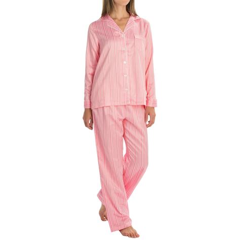 carole hochman brushed  satin pajamas long sleeve  women