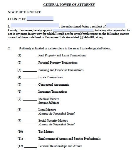 general power  attorney tennessee form adobe