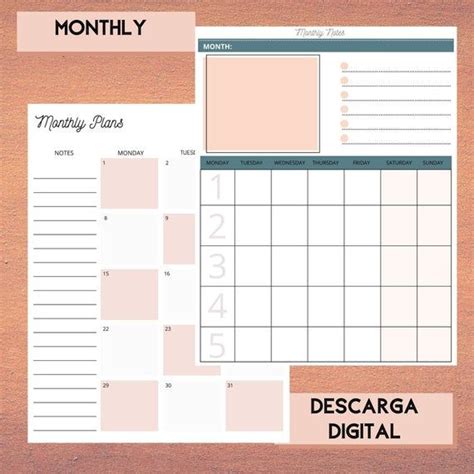 monthly planner monthly planner printable printable planner etsy