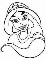 Coloring Easy Pages Kids Princess Disney Popular Face Jasmine sketch template