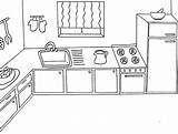 Kitchen Dibujos Coloring Cocinas Estufa Cocineros Objetos sketch template
