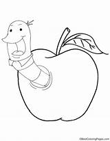 Apple Coloring Earthworm Kids Pages sketch template