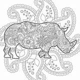 Paisley Rhino Zentangle sketch template