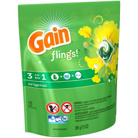 gain flings laundry detergent pacs original scent  count shop