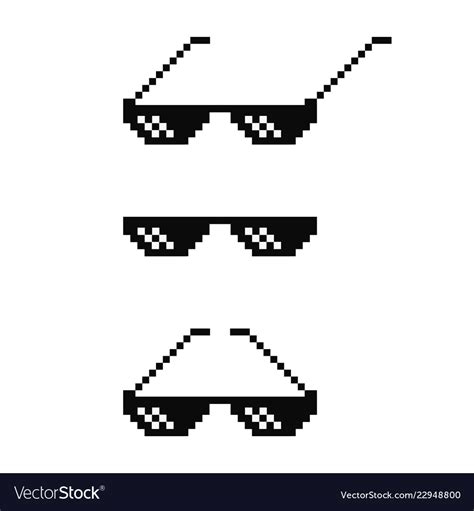 Black Pixel Art Glasses Set Meme Sunglasses Vector Image