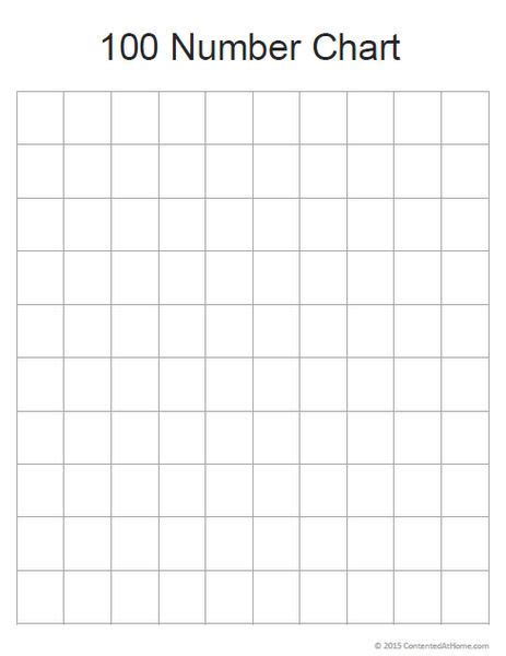 math printable blank  number chart  number chart math