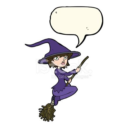 cartoon witch riding broomstick  speech bubble stock photo royalty  freeimages