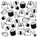 Pusheen Coloring Cat Pages Book Sheets Printable Sushi Pattern Kids Choose Board sketch template