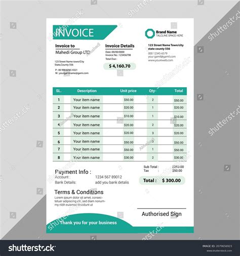 professional invoice bill template design stock vector royalty