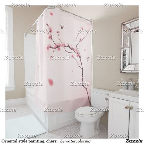 Oriental Style Painting Cherry Blossom Shower Curtain