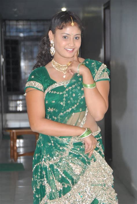 Telugu Actress Amrutha Valli Exclusive Green Saree Pics