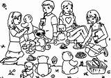 Picnic Coloring Family Pages Group Bear Teddy Their Celebration Christmas Kid Color Netart Colorings Tag Printable Print Getcolorings Getdrawings sketch template