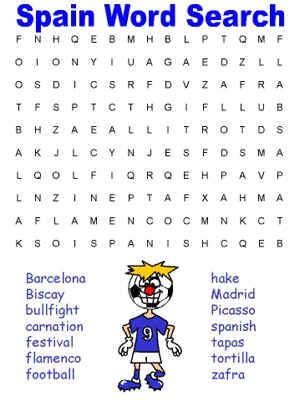 printable spanish word search puzzle  answer key