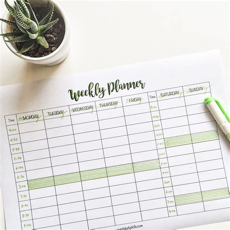 quick weekly planner printable  upstyle