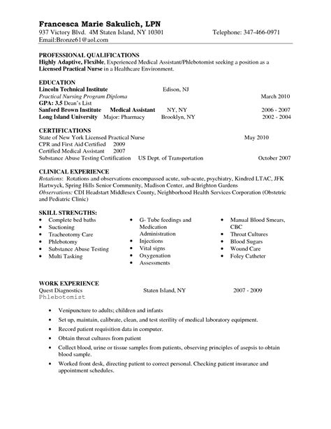 lpn resume  sample resumes nursing resume nursing resume