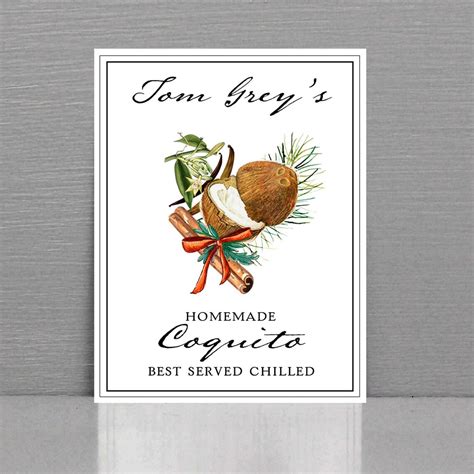 personalized coquito labels  tags coconut holiday coquito etsy