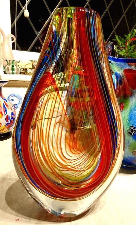 Murano~lino Tagliapietra~rainbow~filigree~vintage~art Glass~vase~11 75