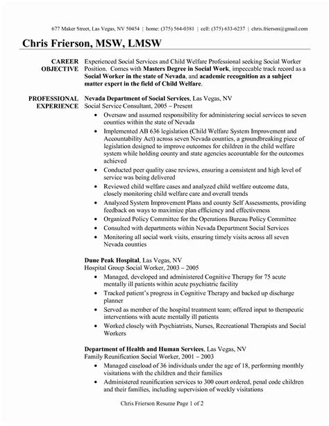 entry level social work resume inspirational social work resume