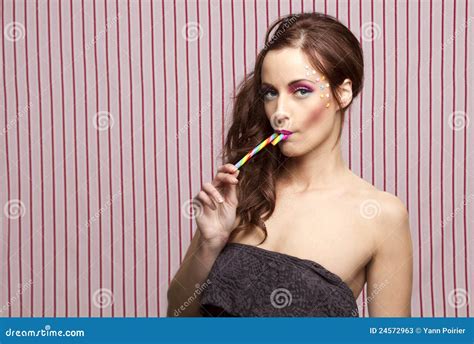 Sucking A Candy Cane Stock Image Image Of Caucasian 24572963