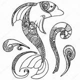 Zentangle Dolphin Anti Stylized Totem sketch template