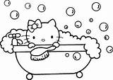 Coloring Kitty Hello Pages Bath Colouring Bathtub Kids Printable Bubble Girls Shower Color Sheets Cute Designlooter Drawings Choose Board Today sketch template