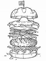 Burger Colouring Mcdonalds Colornimbus Illustrations Cheeseburger Dynamite Skizze Mince Meat Kostenlose Toss Zeichnen sketch template