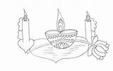 Diwali Coloring Candle Lights Beautiful Netart sketch template
