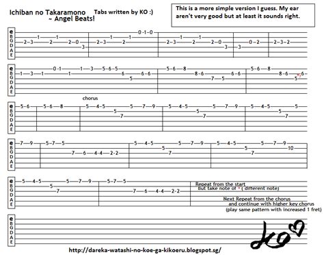 anime guitar tabs tabs  ichiban  takaramono angel